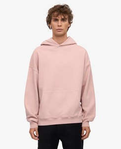 Men's Oversized Hooded <b>Sweatshirt</b> Faded Pink Cotton Fleece Casual Autumn Wear - Product Image 1
