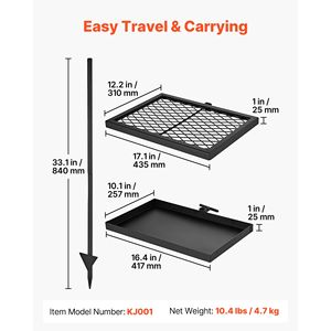Griglia Girevole Pieghevole per Falò Resistente - Griglia BBQ Portatile in Acciaio a Doppio Strato con Rotazione a 360 Gradi - Product Image 2