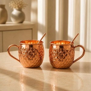 Copper-Master - Tasse à Moscow Mule en cuivre pur, contemporaine et portable, avec bienfaits ayurvédiques pour la santé, anti-fuite, lot de 4 - Product Image 6
