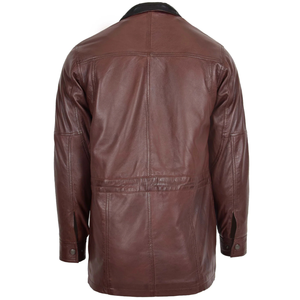 <b>High</b> QualMens Genuine <b>Leather</b> Winter Car Coat Hip Length Black - Product Image 2