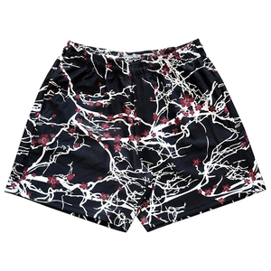 Shorts pour hommes à imprimé floral, motif cerisier bleu rose, séchage rapide, taille élastique, shorts de sport décontractés - Product Image 5