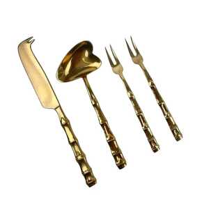 Juego de cuchillos para queso de acero inoxidable dorado moderno, espátula para servir tartas y pasteles, cuchillo rebanador de mantequilla, juego de cuchillos para tabla de charcutería. - Product Image 5