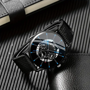 6321 Juego de 4 Relojes de Cuarzo con Correa de Nailon para Hombre, Relojes Negros de Moda, Juego de Regalo para Hombre - Product Image 6