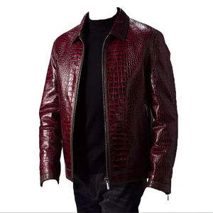 Veste en cuir gaufré motif crocodile de luxe pour homme, style motard, veste d'hiver, vente en gros, personnalisation ODM OEM - Product Image 3