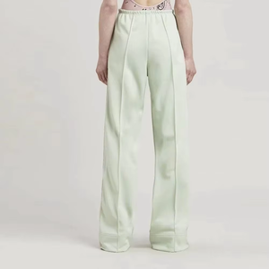 Pantalones de gimnasio de otoño para mujer al por mayor, holgados, de pierna ancha, a la moda, casuales, tipo cargo, talla XL, con frente plano, largos, con cordón, teñido liso - Product Image 4