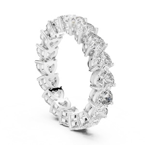 Bague d'éternité en diamant en forme de cœur, cercle complet, or blanc, diamants de laboratoire et naturels, alliance de mariage, bijoux de luxe tendance, cadeaux sur commande personnalisée - Product Image 4