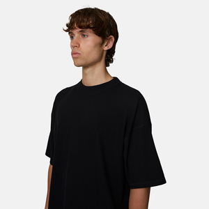 Camiseta de Algodón Negra Extra Grande para Hombre, Cuello Redondo, Manga Corta, Estilo Casual, Tejido de Punto - Product Image 2