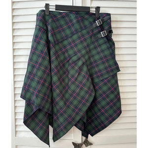 Jupe Kilt écossaise celtique marine et verte pour femme, style foulard avec boucles 2026 - Product Image 1