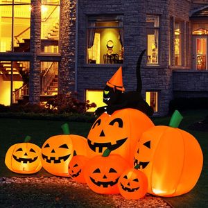 Decorazioni Gonfiabili di Halloween da 2,3 Metri per Esterni: Zucca con Strega e Gatto Nero - Product Image 2