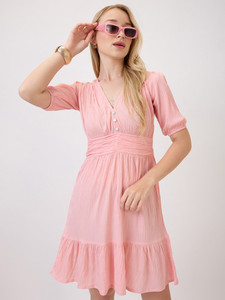 Vestido Midi Holgado para Mujer, Formal, Cuello en V, Cintura Natural, Estampado Floral de Verano, Crepé, Talla Grande, Ecológico, Transpirable, para Fiesta - Product Image 3