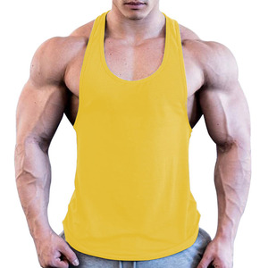 Camiseta sin mangas de algodón amarillo liso para hombre, chaleco de punto transpirable informal - Product Image 1