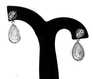 Pendientes de Plata de Ley 925 con Circonita Cúbica en Forma de Pera y Halo, Estilo Lágrima, Venta al por Mayor, Memoria Jewels - Product Image 4