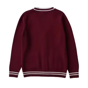 Cardigan unisexe en toile pour lycéens, col en V doux, tricoté, anti-boulochage, 100 % acrylique, personnalisable - Product Image 2