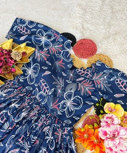 NUEVO PRODUCTO: Vestido Kurti de una pieza de algodón estampado para uso diario, precio al por mayor, prenda étnica azul. - Product Image 4