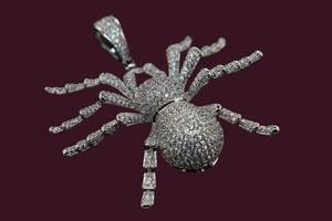 Colgante de Plata de Ley 925 con Incrustaciones de Moissanita, Diseño de Araña, Estilo Hip Hop, Lujoso, para Hombre/Mujer, Chapado en Rodio, Certificado - Product Image 2