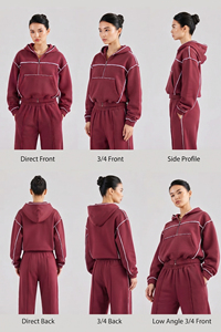 Sudadera con capucha y cremallera personalizada con bordado de chenilla, de algodón polar de 450 GSM de alto gramaje, estilo corto, para invierno, tejida - Product Image 5