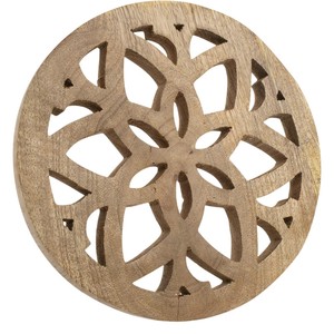 Sous-plat rond en bois fait main pour plats chauds, assiettes et casseroles – Protection de table résistante à la chaleur – Accessoire de cuisine et de salle à manger écologique - Product Image 1
