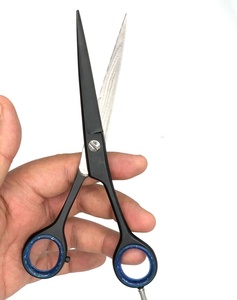 Ciseaux de coiffure professionnels OEM Tegra en acier inoxydable chirurgical pour droitiers, lames courbées et droites, 28 dents, taille moyenne - Product Image 3