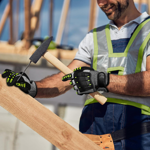Gants de travail anti-choc avec paume enduite de nitrile et protège-phalanges en TPR, absorbant les chocs, pour la réparation automobile et la construction - Product Image 4