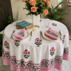 Indian Luxury Handmade Block Printed Cotton <b>Table</b> <b>Cover</b> Ethnic Placemats Floral Pattern Eco-Friendly Washable Customized Size - Product Image 2