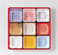 Boîte à déjeuner jetable japonaise gâteau, boîte à bento en papier 9 compartiments assiettes à sushi, restaurant livraison à emporter