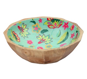 Cuenco de forma redonda de esmalte impreso de madera con Mango Premium, cuenco para servir, diseño único, cuenco indio clásico para el hogar, hotel y fiesta - Product Image 1