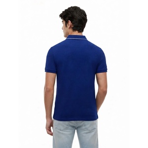 Camiseta Polo Azul para Hombre, Manga Corta, Informal, de Algodón, Corte Ajustado, para Verano, Negocios, Golf, Deportes, con Cuello con Ribete en Contraste - Product Image 2