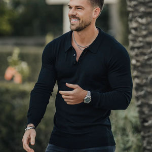 Camiseta de Manga Corta Personalizada con Logotipo para Hombre, Camiseta Polo de Alta Calidad, Transpirable, con Patrón Sólido, Camiseta Polo de Manga Larga para Hombre de Alta Calidad - Product Image 1