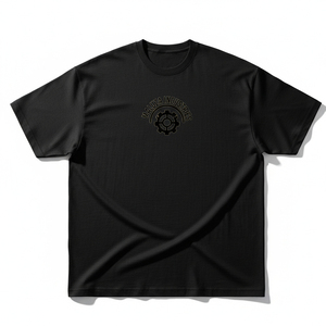 Camiseta Oversize para Hombre con Logo de Diamantes de Imitación Personalizado, Estilo Urbano, Tejido de Poliéster Pesado, Lavado Vintage, Hombro Caído, Diseño Gráfico - Product Image 1