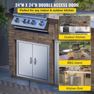 Porta d'accesso a doppia anta in acciaio inox spazzolato 24W x 24H per cucina esterna, isola barbecue e accessori per grill - Product Image 2