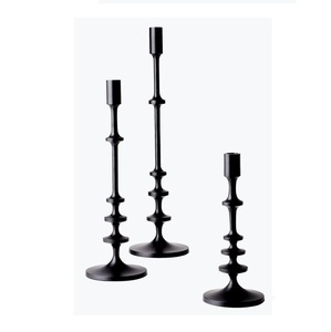 Set of 3 <b>Black</b> Taper Candle Holders Modern Matte Metal <b>Candlestick</b> Stands for Dining Table Centerpiece Wedding Decor - Product Image 3