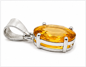 Citrine 925 Sterling Silver Pendant, Oval Faceted Yellow Gemstone Pendant, Handmade Silver <b>Necklace</b>, November Birthstone Gift - Product Image 1