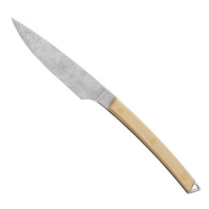 Cuchillos rústicos para carne con mango de madera ligera de triple remache y hoja de acero dentada para cortar carne, mesa de comedor y hogar - Product Image 3