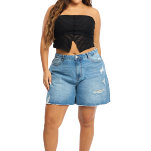 Shorts Vaqueros Casuales de Verano para Mujer, Tallas Grandes, Cintura Media, Transpirables, Lavados, Tela al por Mayor, Muestra Gratis, Mejor Calidad - Product Image 6