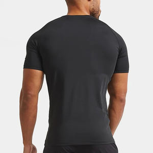 Camiseta Deportiva Negra de Alta Elasticidad, Manga Raglán, Top de Culturismo, Absorbe la Humedad, Ropa Deportiva para Hombre - Product Image 6