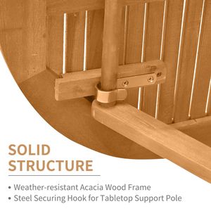 Set Bistrot da Esterno in Legno di Acacia a 3 Pezzi con Tavolo Quadrato e Due Sedie Pieghevoli, Finitura Naturale in Teak per Uso Ospedaliero - Product Image 6