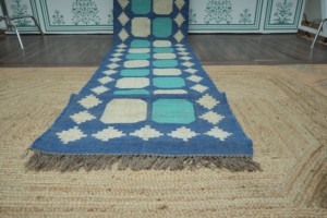 Handcrafted Moroccan Geometric WOOL JUTE KILIM <b>RUNNER</b> Wool Acrylic Medium Pile Non-Slip Latex Backing Eco Friendly Living Room - Product Image 4