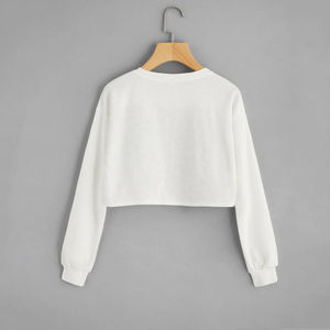 Womens Color Block Crop Sweatshirt <b>Red</b> Blue White Long Sleeve Casual Pullover <b>Top</b> Custom Logo OEM ODM Wholesale Apparel - Product Image 6