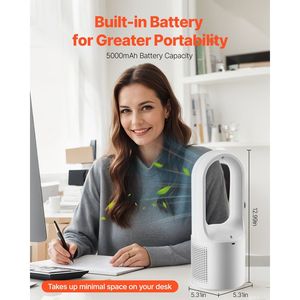 12.99 portatile \ "ventilatore da scrivania senza sede 6-Speed con batteria per uso camera da letto e ufficio - Product Image 4