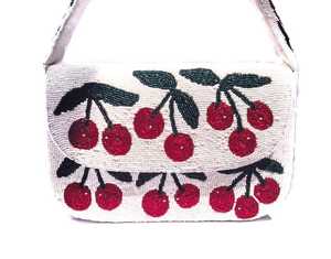 Réplica del Bolso Staud, Bolso con Cuentas Color Cereza, Bolso de Hombro Hecho a Mano de Inspiración Vintage - Product Image 4