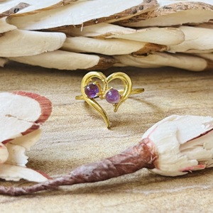 2026 Fashionable Dainty Heart <b>Ring</b> Amethyst 18k Gold Plated <b>Ring</b> <b>Statement</b> Brass <b>Ring</b> Modern Romantic Wholesale <b>Ring</b> For Women - Product Image 1