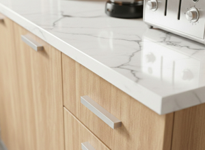 Meuble de cuisine moderne en mélamine stratifiée Essence Malaysia, étagère de boulanger, support pour micro-ondes, finition chêne blanc marbré, acrylique - Product Image 3