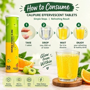 Tabletas efervescentes de vitamina C natural y zinc, sabor naranja, 20 tabletas, suplemento dietético de la India. - Product Image 5