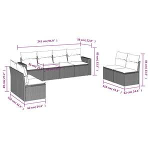 Ensemble de canapés de jardin noir et crème, meubles en rotin d'extérieur avec coussins en mousse haute densité, design contemporain imperméable - Product Image 3