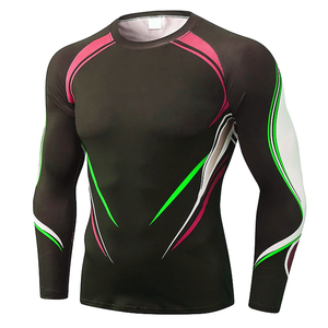 Men's Long Sleeve Rash Guard Compression Shirt Sublimation Print Quick Dry Spandex Polyester Athletic <b>Top</b> - Product Image 6