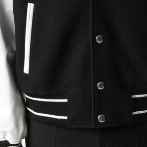 Wholesale Customized Premium Quality OEM ODM Service Sporty Stand Collar Slim Fit PolyesterCotton <b>Men</b> Varsity Jacket - Product Image 6