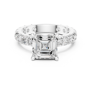 Elegant Design Asscher Cut Lab Grown Diamond <b>Ring</b> <b>Crafted</b> From 14K White Gold GRA Certified Wedding Jewelry For Women Gift - Product Image 3