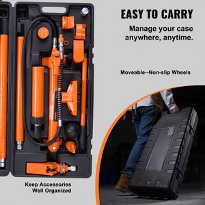 Kit Idraulico Porta Power da 12 Tonnellate con Cilindro Idraulico, Pompa, Tubo Olio da 1,4 m (4,6 piedi) e Valigetta Portaoggetti per Sollevatori Auto - Product Image 5