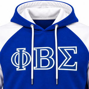 Phi Beta Sigma Royal Blue <b>White</b> Men Short Sleeve Pullover <b>Hoodie</b> with Greek Letter Embroidery Raglan Design Fraternity - Product Image 5