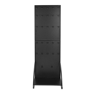 Espositore a pannello forato (pegboard) autoportante in acciaio laminato a freddo rinforzato, 23,7 x 66 pollici, con piastra di base, 30 ganci e ruote - Scaffalature espositive - Product Image 1